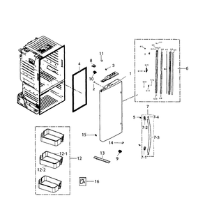 Left Door Diagram and Parts List for RF220NCTASR AA-01 Samsung Refrigerator