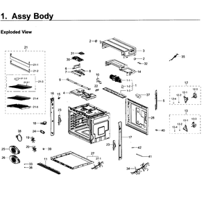 Body Diagram and Parts List for NV51K6650SG AA-0000 Samsung Wall Oven