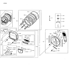 Drum Diagram and Parts List for DV48J7700GW A2-01 Samsung Dryer