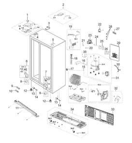 Cabinet Assy Diagram and Parts List for RS265TDPN XAA Samsung Refrigerator