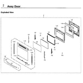 Door Diagram and Parts List for NE59M4320SS AA-0001 Samsung Microwave Oven Combo