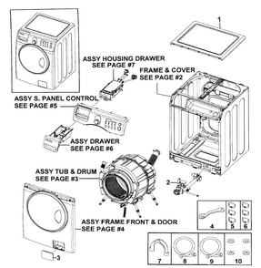 Main Assy Diagram and Parts List for WF219ANB XAA-0000 Samsung Washer