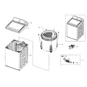 Main Diagram and Parts List for WA45H7000AW A2-01 Samsung Washer