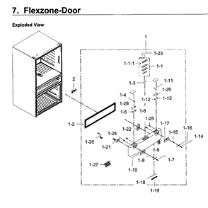 Flexzone Door Diagram and Parts List for RF30KMEDBSR AA-0001 Samsung Refrigerator