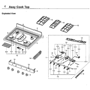 Cooktop Diagram and Parts List for NX58F5500SS AA-02 Samsung Range