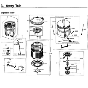 Tub Assembly Diagram and Parts List for WA5471ABP XAA-02 Samsung Washer