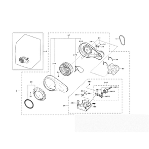 Motor Duct Diagram and Parts List for DV45K6500GV A3-01 Samsung Dryer