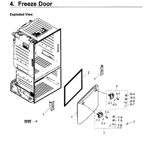Freezer Door Diagram and Parts List for RF263TEAEWW AA-04 Samsung Refrigerator