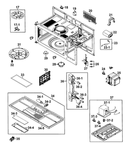 Cabinet 2 Diagram and Parts List for SMH9151WE XAA-0000 Samsung Microwave