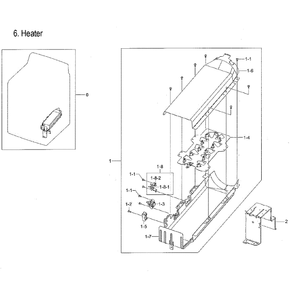 Duct Heater Diagram and Parts List for DVE50M7450P A3-00 Samsung Dryer