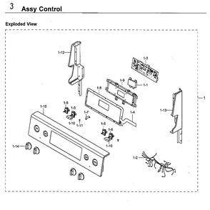Control Panel Diagram and Parts List for NE59M4310SB AA-0000 Samsung Microwave Oven Combo