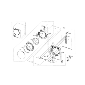 Frame Front And Door Diagram and Parts List for WF448AAE XAA-0002 Samsung Washer