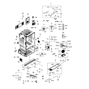 Cabinet Diagram and Parts List for RF30HDEDTSR AA-01 Samsung Refrigerator