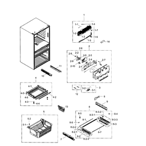 Freezer Diagram and Parts List for RF31FMEDBBC AA-06 Samsung Refrigerator