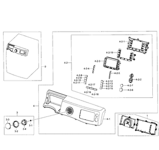 Control Panel Diagram and Parts List for WF501ANW XAA-0001 Samsung Washer
