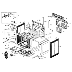 Cavity Assembly Diagram and Parts List for NX583G0VBBB AA-00 Samsung Range