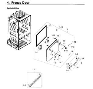 Freezer Door Diagram and Parts List for RF28HDEDPWW AA-03 Samsung Refrigerator