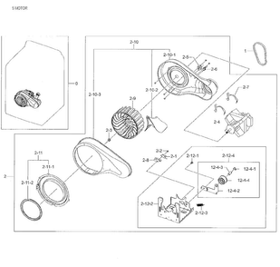 Motor Duct Diagram and Parts List for DV48H7400GW A2-0001 Samsung Dryer