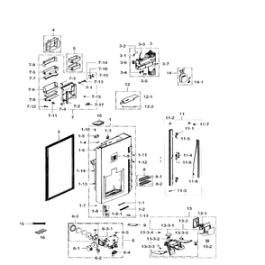 Fridge Door Left Diagram and Parts List for RF34H9960S4 AA-02 Samsung Refrigerator