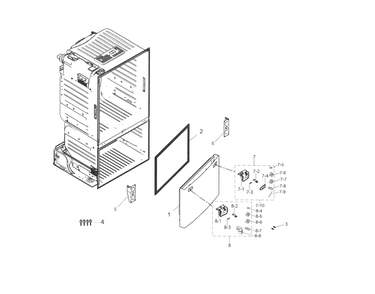 Freezer Door Diagram and Parts List for RF263BEAEWW AA-0003 Samsung Refrigerator