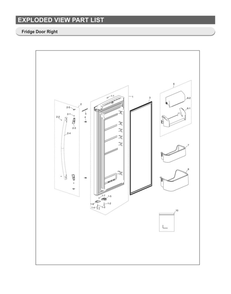 Right Refrigerator Door Diagram and Parts List for RF18HFENBSR US-52 Samsung Refrigerator