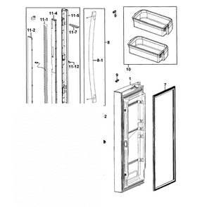 Door Left Diagram and Parts List for RF266AZPN XAA-0000 Samsung Refrigerator