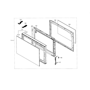 Door Diagram and Parts List for MG14H3020CM AA-0000 Samsung Microwave