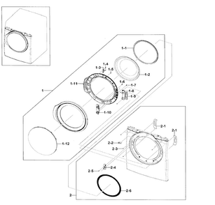 Frame Front & Door Diagram and Parts List for DV330AEB XAA-0002 Samsung Dryer