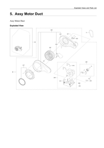 Motor Duct Assembly Diagram and Parts List for DVG50R5400V A3-00 Samsung Dryer