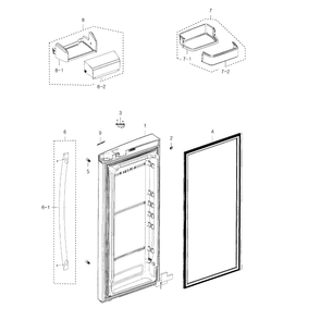 Fridge Door R Diagram and Parts List for RFG237AAWP XAA-04 Samsung Refrigerator