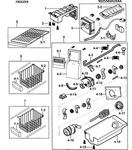 Icemaker Diagram and Parts List for RS2556SH XAA-0000 Samsung Refrigerator
