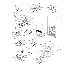 Freezer Diagram and Parts List for RFG238AARS XAA-02 Samsung Refrigerator