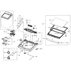 Cover Top Diagram and Parts List for WA56H9000AW A2-0001 Samsung Washer