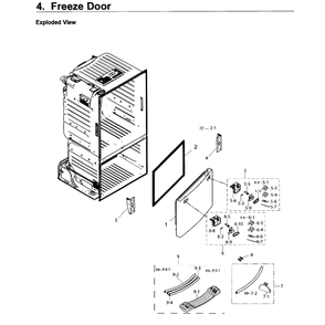 Freezer Door Diagram and Parts List for RF26J7500WW AA-0002 Samsung Refrigerator