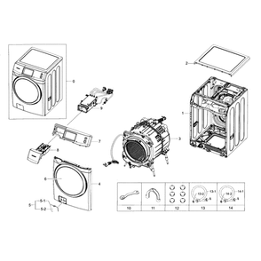 Main Assembly Diagram and Parts List for WF457ARGSWR A2-0000 Samsung Washer