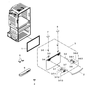 Freezer Door Diagram and Parts List for RF25HMEDBWW AA-01 Samsung Refrigerator