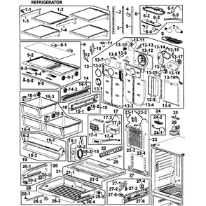 Refrigerator Diagram and Parts List for RF266AAWP XAA-0000 Samsung Refrigerator