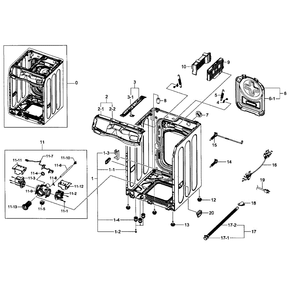 Main Assembly Diagram and Parts List for WF457ARGSWR AA-0000 Samsung Washer