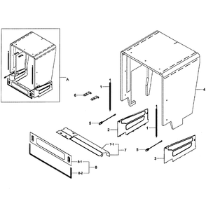 Case Assembly Diagram and Parts List for DW80F600UTW AA-0001 Samsung Dishwasher