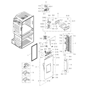 Fridge Door L Diagram and Parts List for RF28HMELBSR AA-0003 Samsung Refrigerator