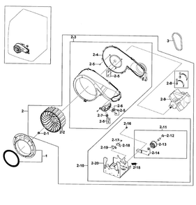 Motor Assy Diagram and Parts List for DV419AGW XAA-0002 Samsung Dryer