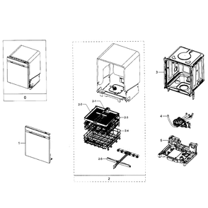 Main Section Diagram and Parts List for DW80J9945US AA-01 Samsung Dishwasher