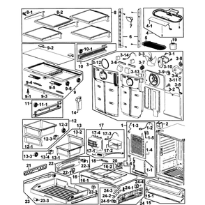 Refrigerator Diagram and Parts List for RF263AERS XAA-00 Samsung Refrigerator