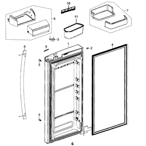 Right Door Diagram and Parts List for RFG297AARS XAA-0000 Samsung Refrigerator