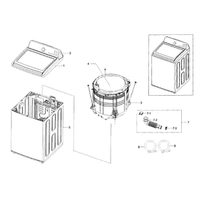 Main Assembly Diagram and Parts List for WA56H9000AW A2-0001 Samsung Washer