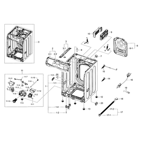 Frame And Cover Diagram and Parts List for WF435ATGJRA A2-0000 Samsung Washer