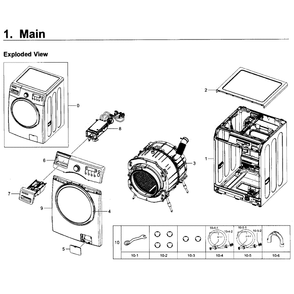 Main Assembly Diagram and Parts List for WF350ANP XAA-0004 Samsung Washer