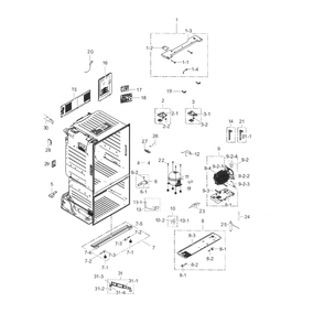 Cabinet Diagram and Parts List for RF263TEAESP AA Samsung Refrigerator