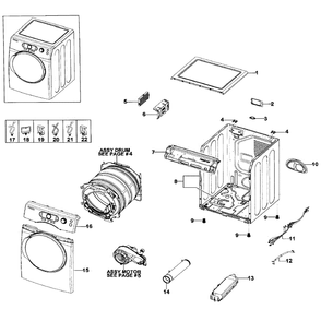 Main Assembly Diagram and Parts List for DV328AEW XAA-01 Samsung Dryer