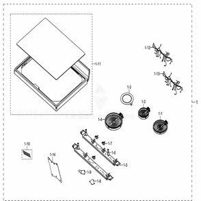 Assembly Cooktop Diagram and Parts List for NE59N6630SS (AA)(0000) Samsung Range